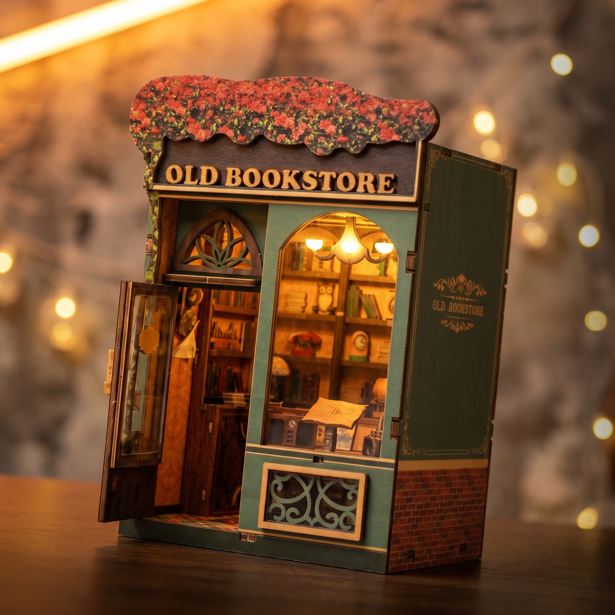 Old Bookstore Book Nook Kit — LED DIY book nook kit, view 4