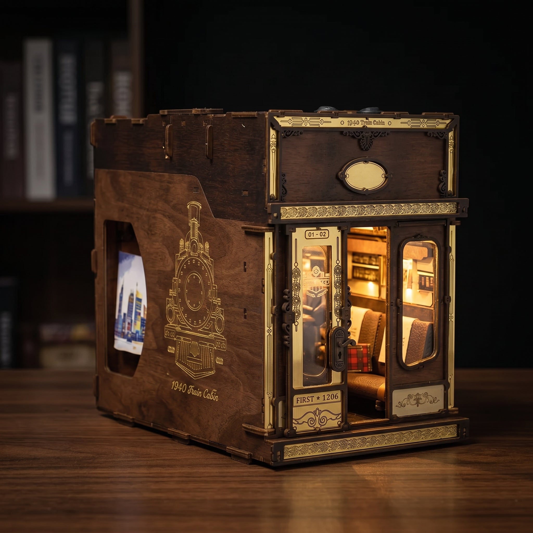 1940s Train Cabin DIY LED book nook kit — view 2