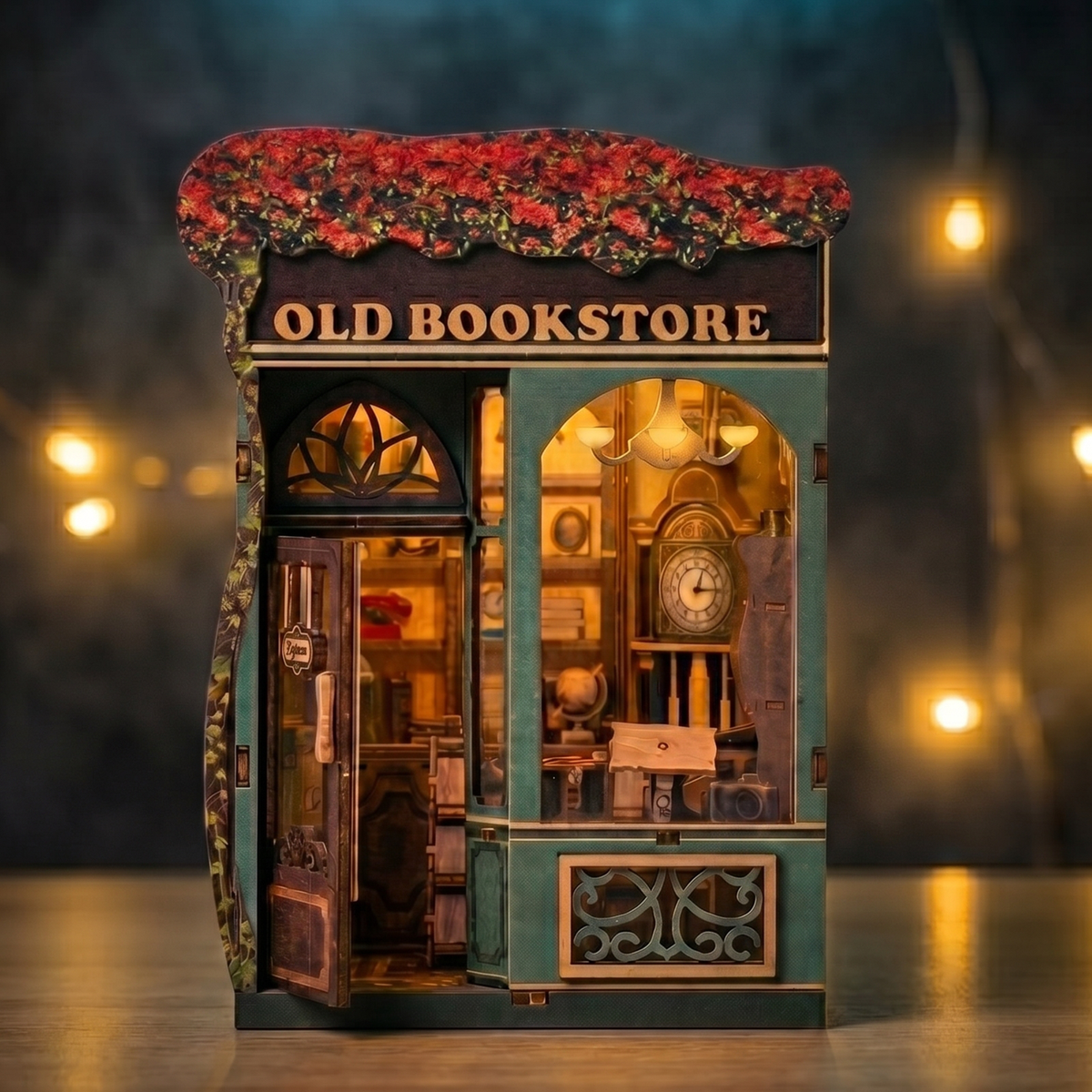 Old Bookstore Book Nook Kit — LED DIY book nook kit, view 1