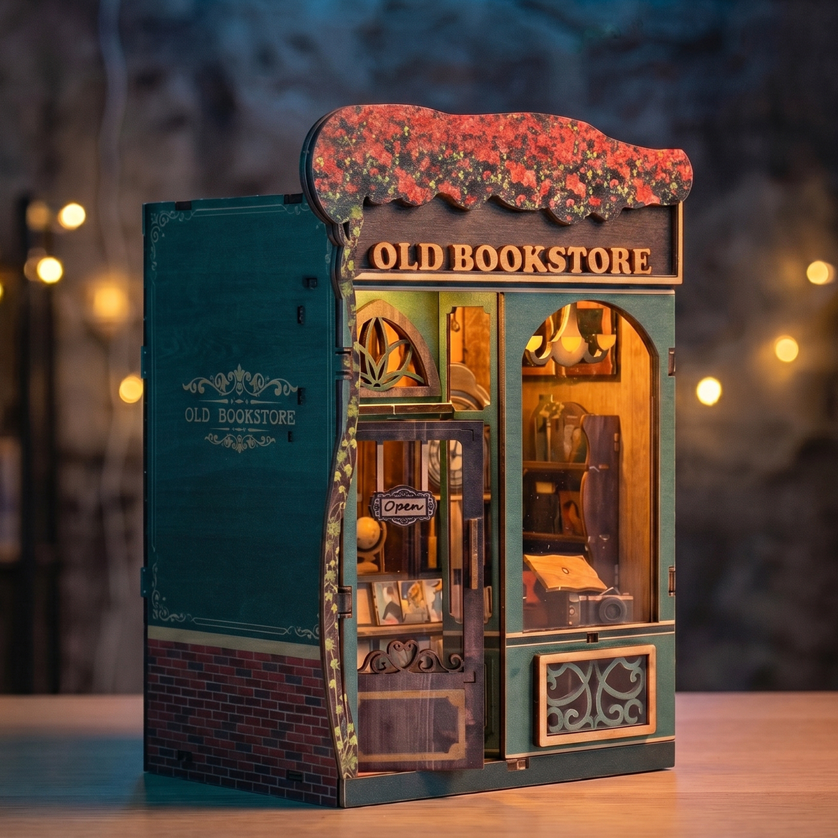 Old Bookstore Book Nook Kit — LED DIY book nook kit, view 3