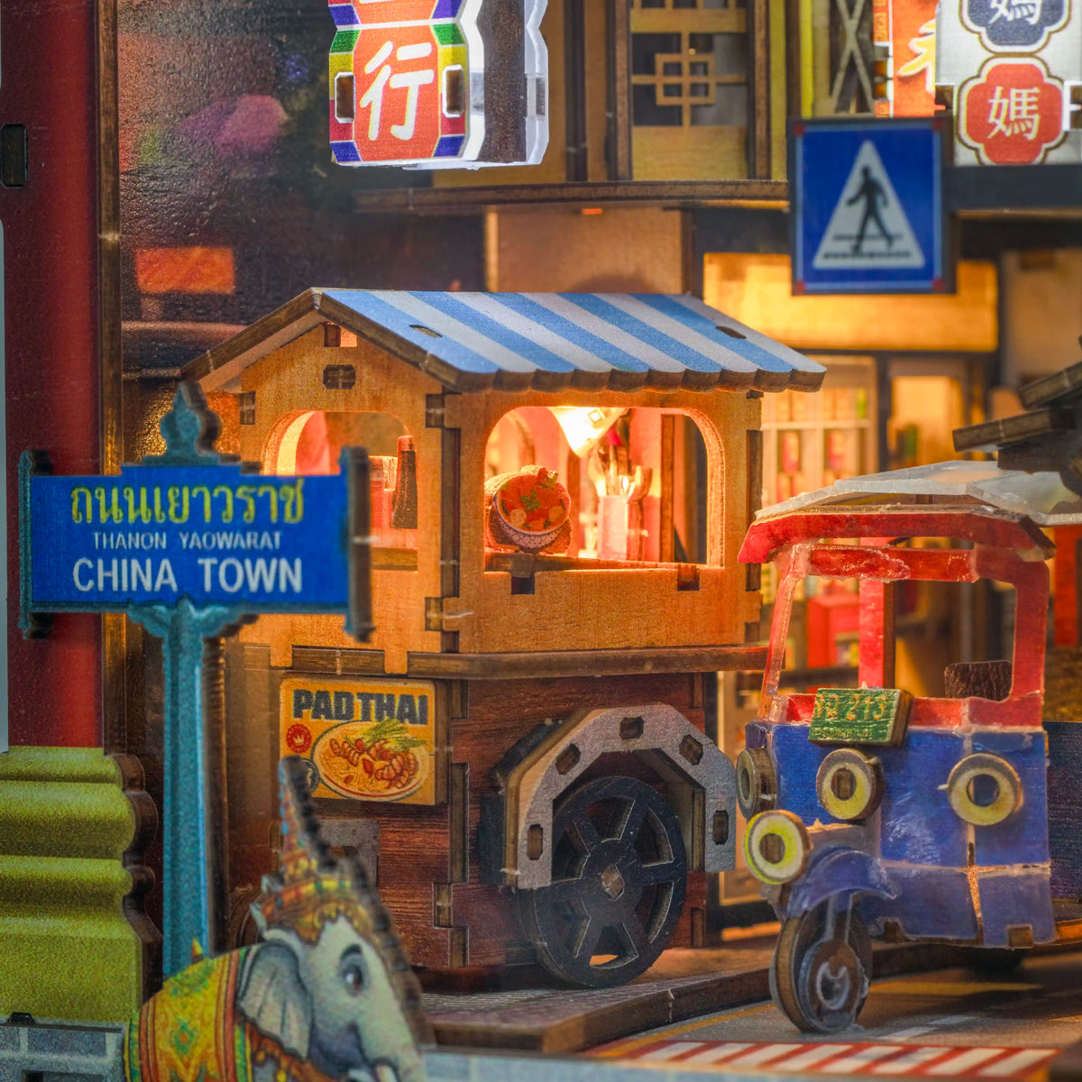 Bangkok Yaowarat Chinatown Book Nook Kit — LED DIY book nook kit, view 7