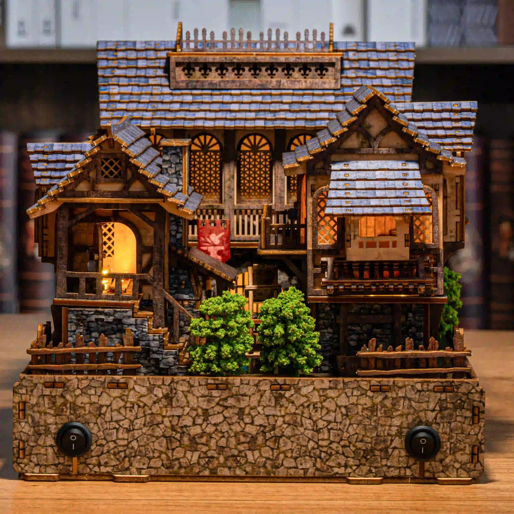 Heartbrook medieval European village DIY LED book nook kit — view 1